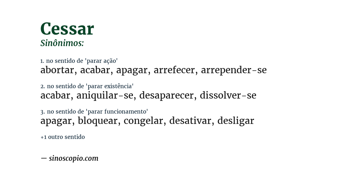 Sinônimo de cessar