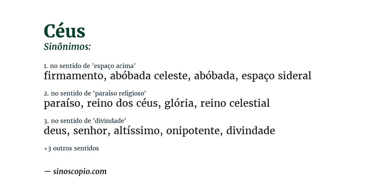 Sinônimo de céus
