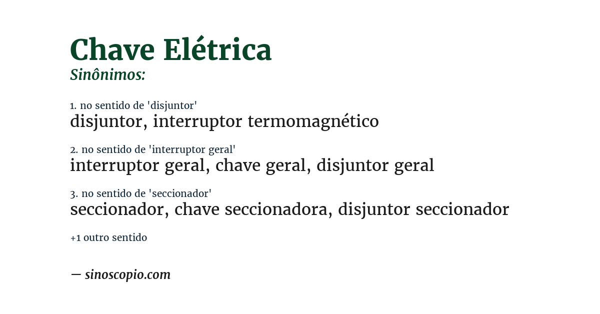 Sinônimo de chave elétrica