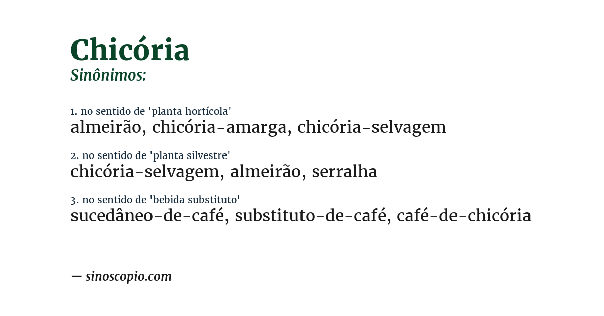 Sinônimo de chicória
