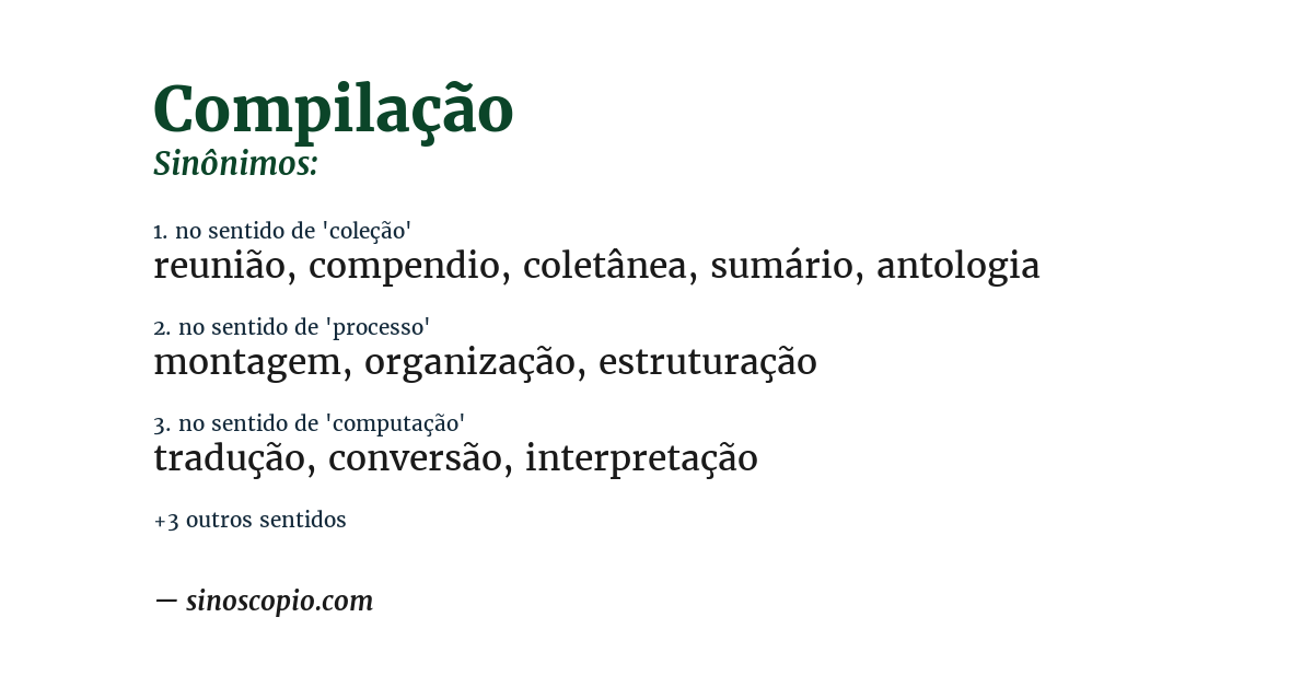 Sinônimo de compilação