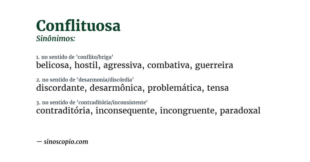 Sinônimo de conflituosa