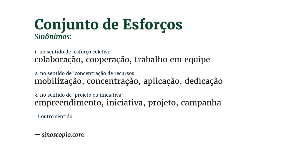 Sinônimo de conjunto de esforços