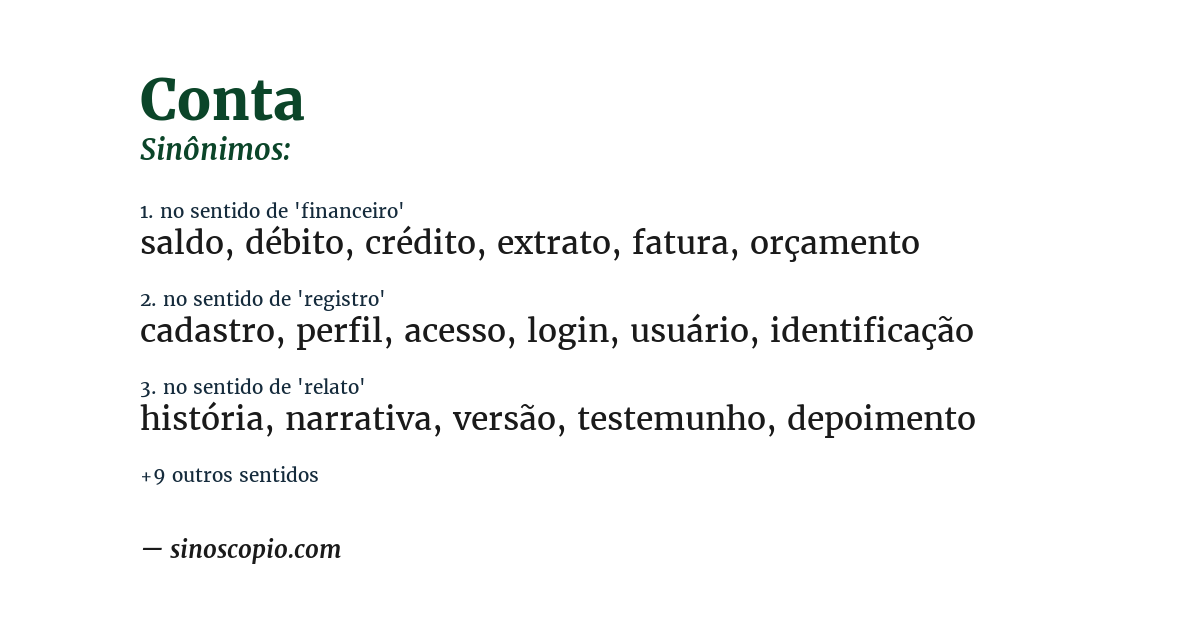 Sinônimo de conta