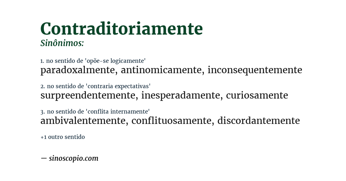Sinônimo de contraditoriamente