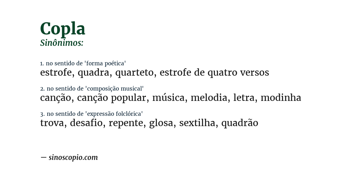 Sinônimo de copla