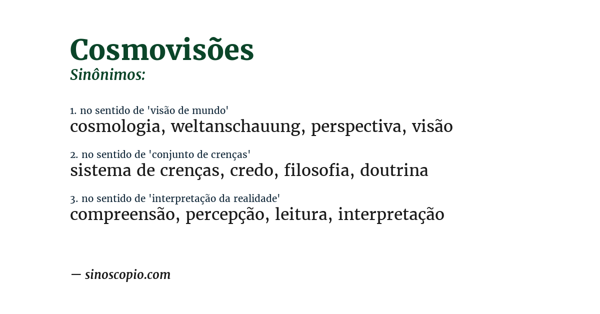 Sinônimo de cosmovisões