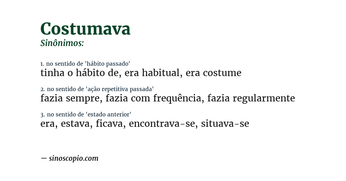 Sinônimo de costumava