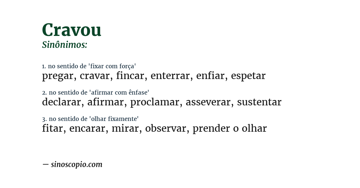 Sinônimo de cravou