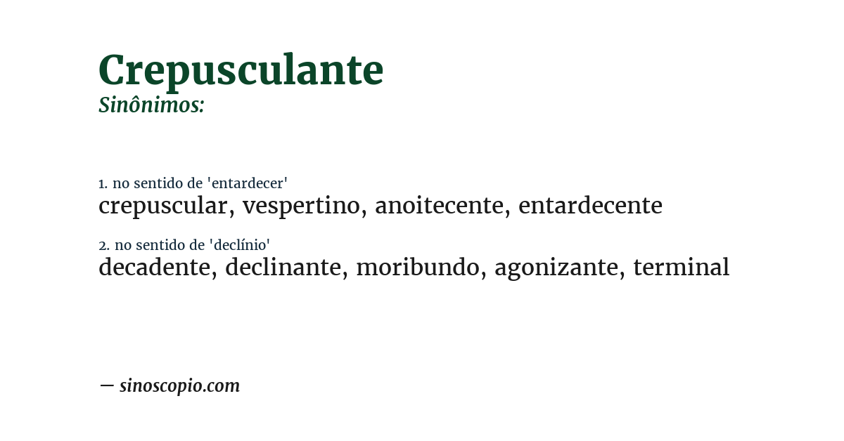 Sinônimo de crepusculante
