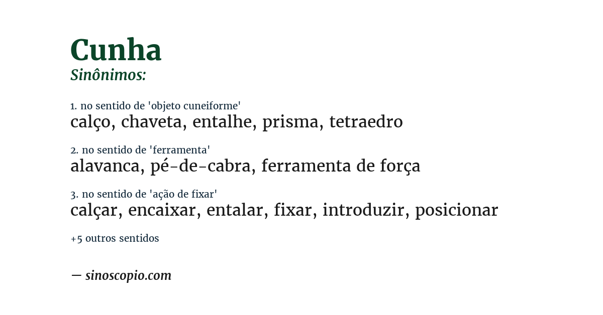 Sinônimo de cunha