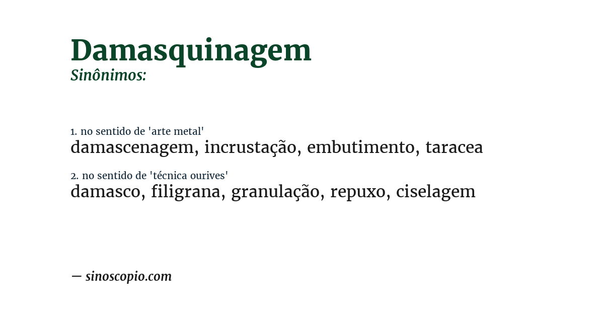 Sinônimo de damasquinagem