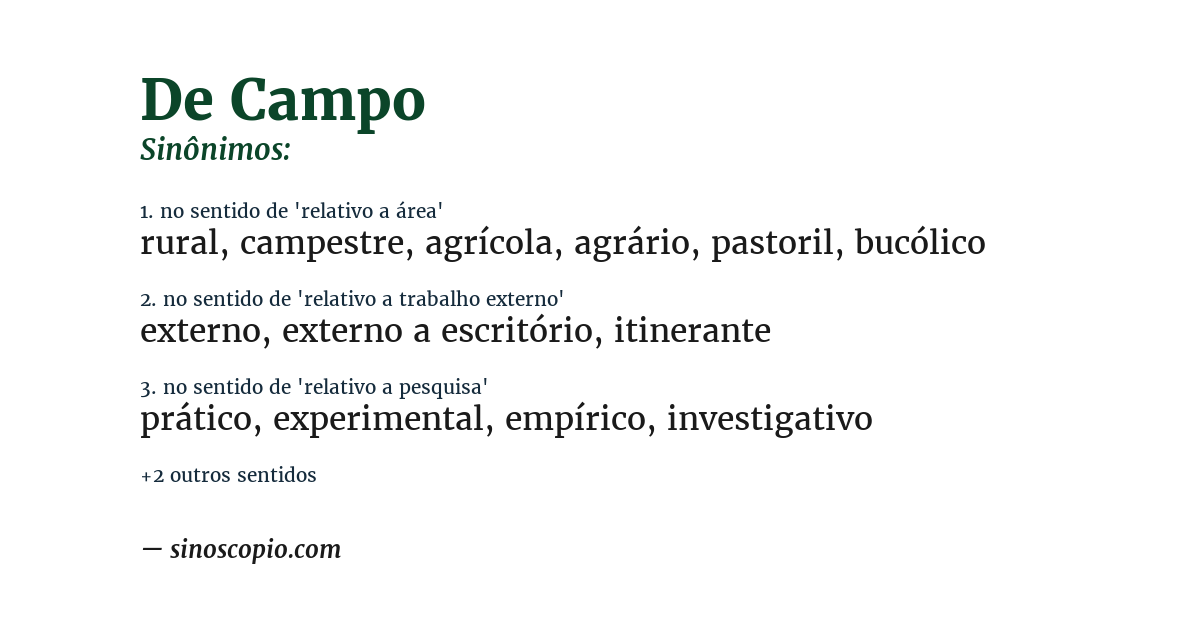Sinônimo de de campo