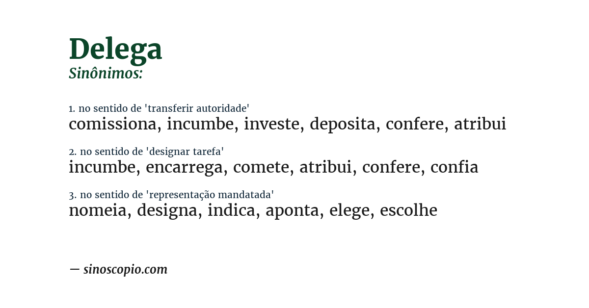 Sinônimo de delega