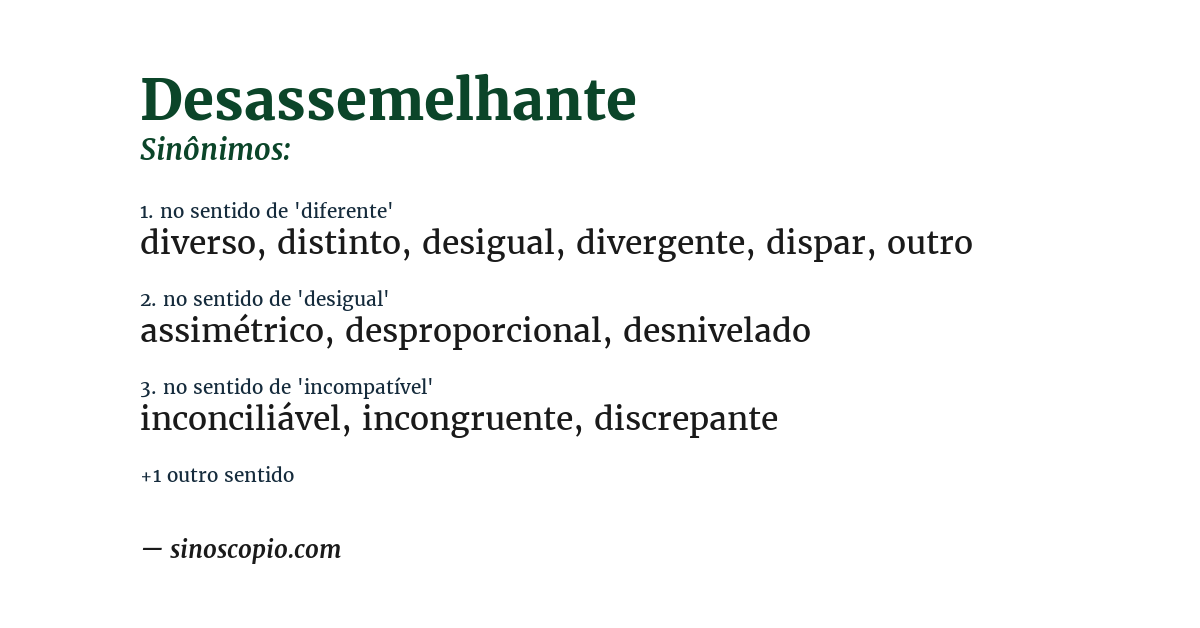 Sinônimo de desassemelhante