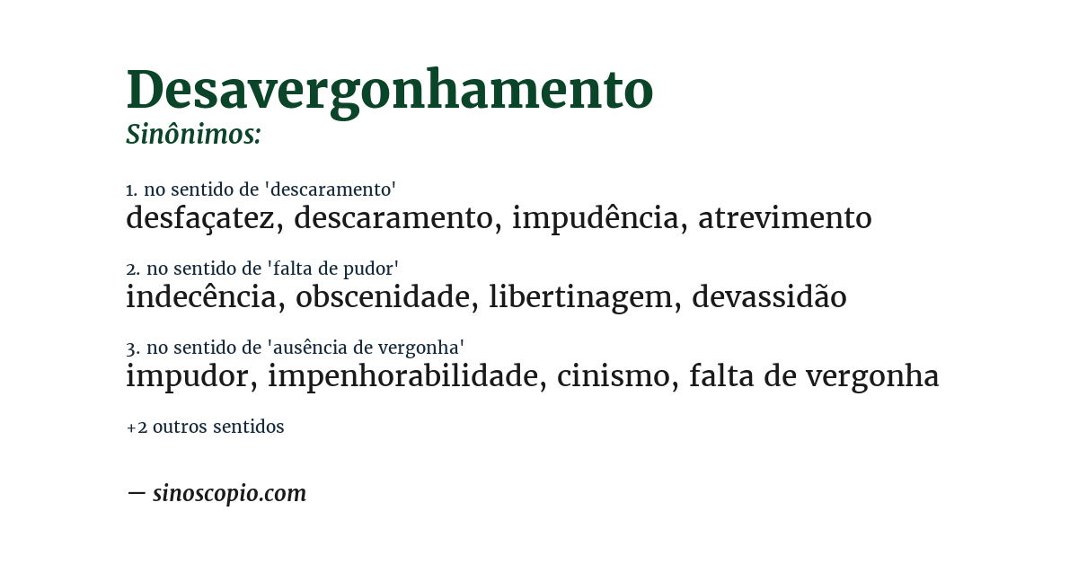 Sinônimo de desavergonhamento