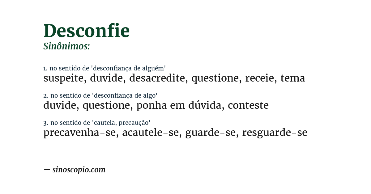 Sinônimo de desconfie