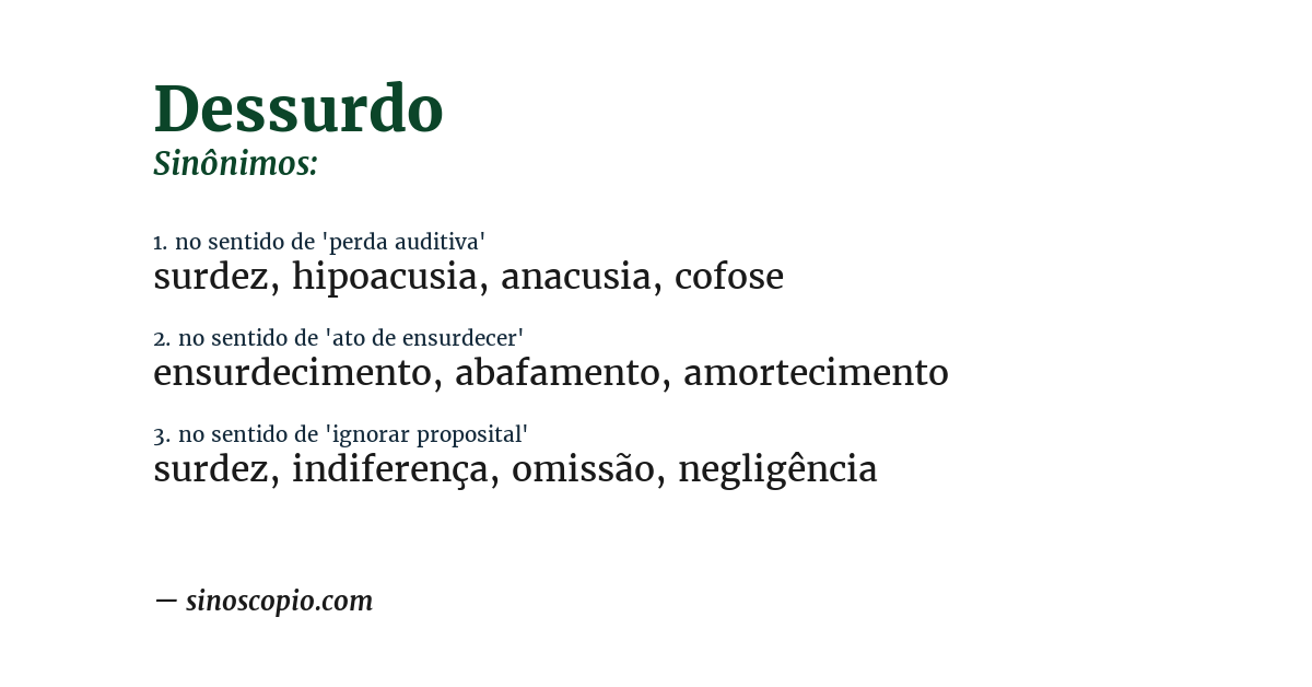 Sinônimo de dessurdo