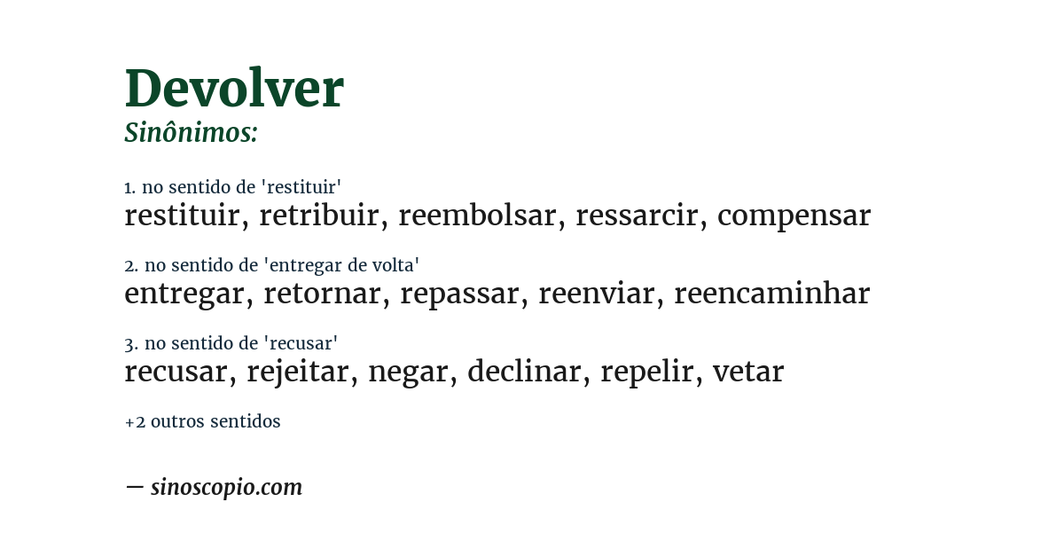 Sinônimo de devolver