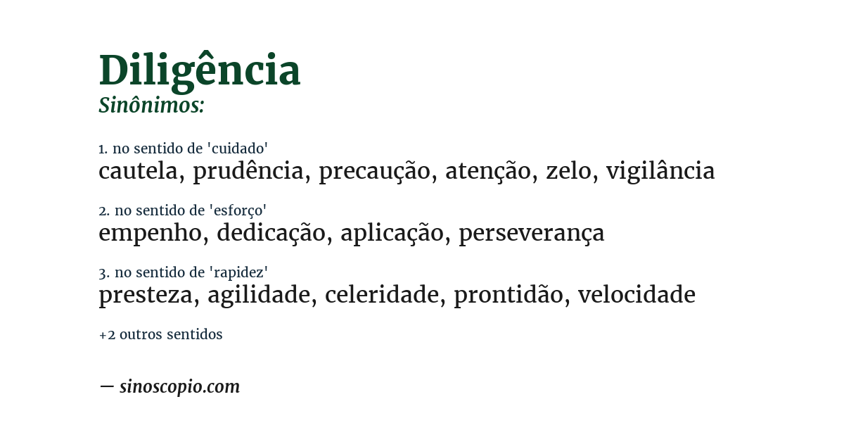 Sinônimo de diligência