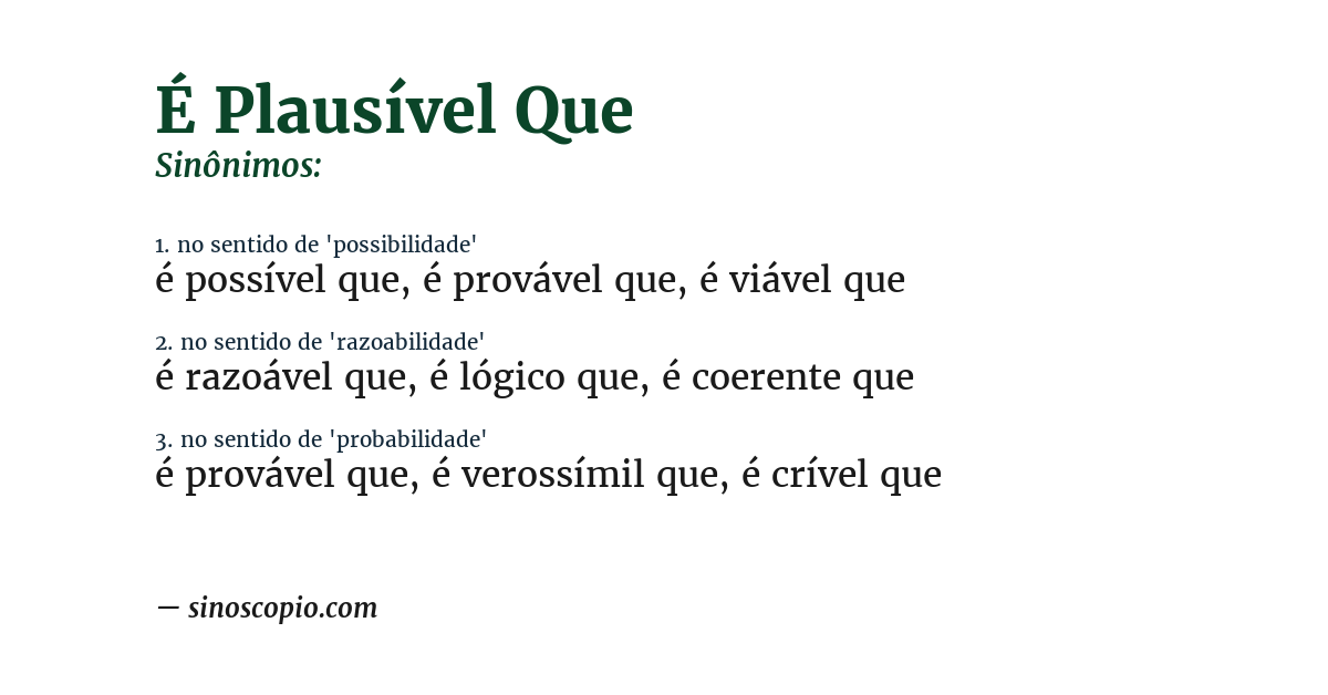 Sinônimo de é plausível que