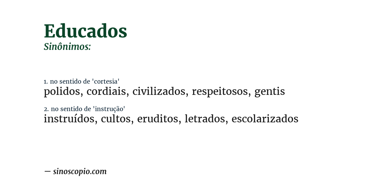 Sinônimo de educados
