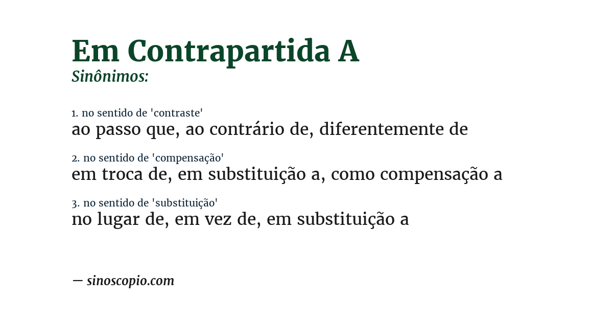 Sinônimo de em contrapartida a