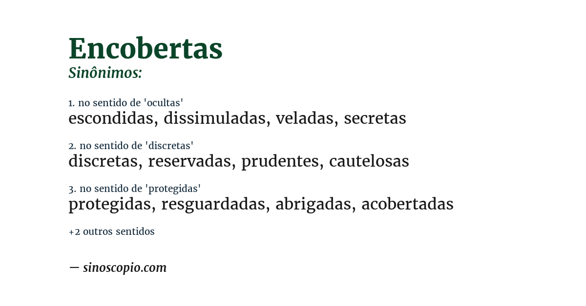 Sinônimo de encobertas