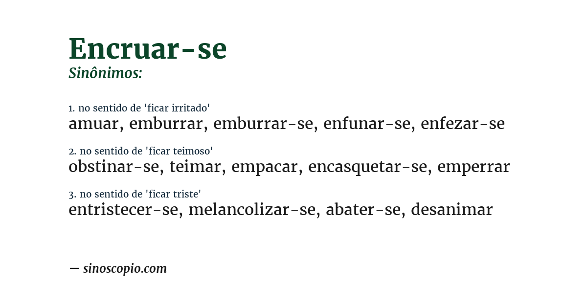 Sinônimo de encruar-se