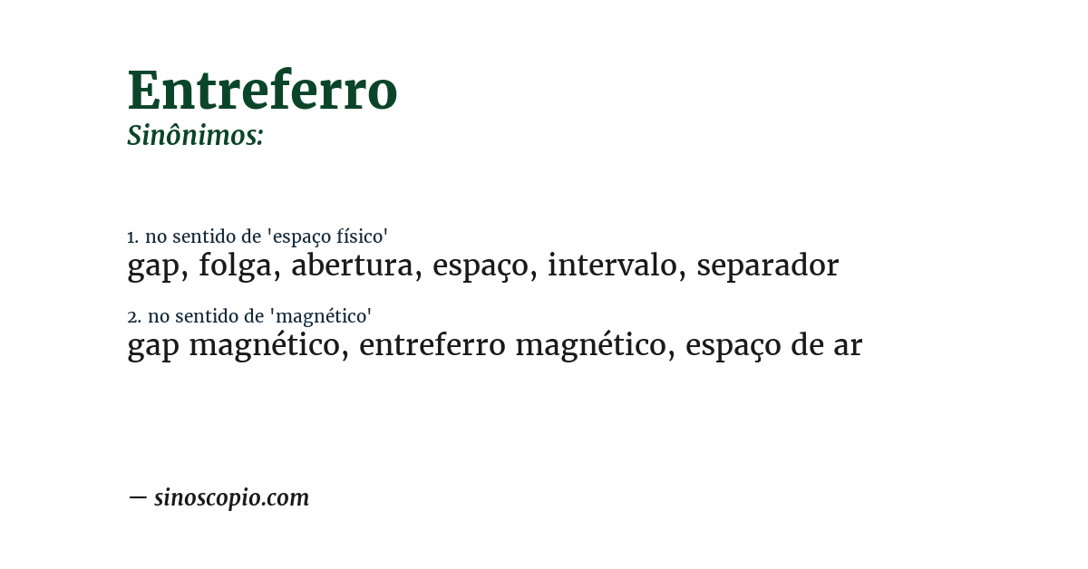 Sinônimo de entreferro