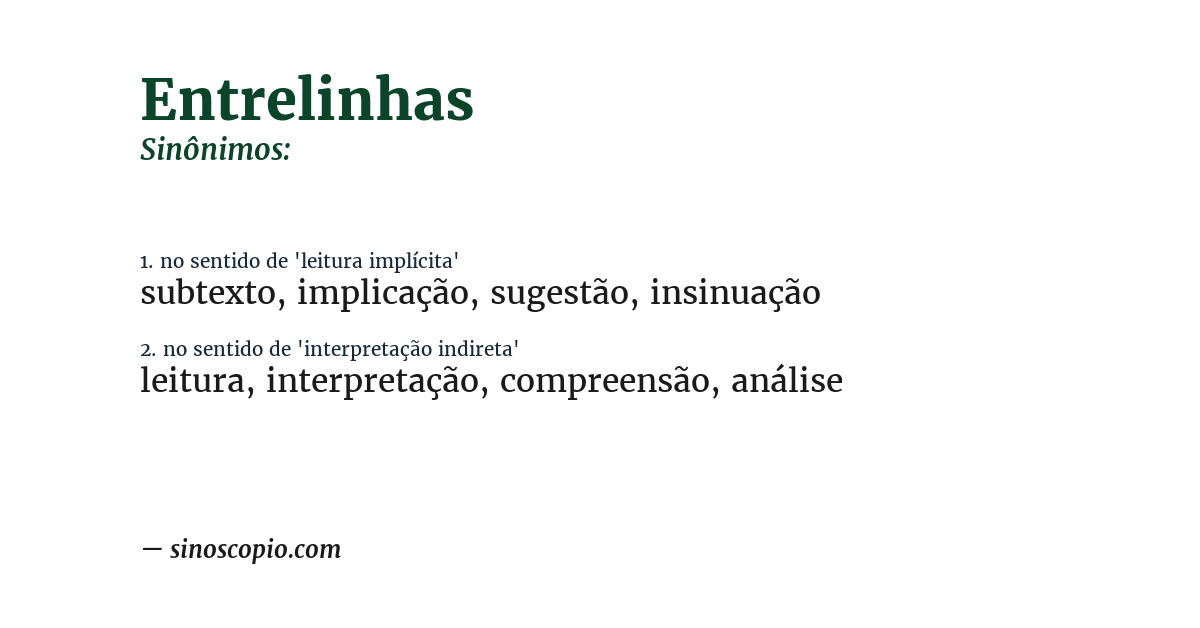 Sinônimo de entrelinhas