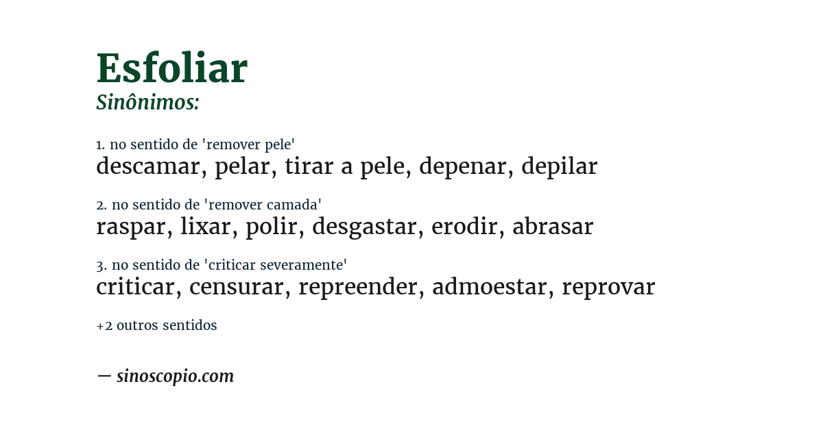 Sinônimo de esfoliar
