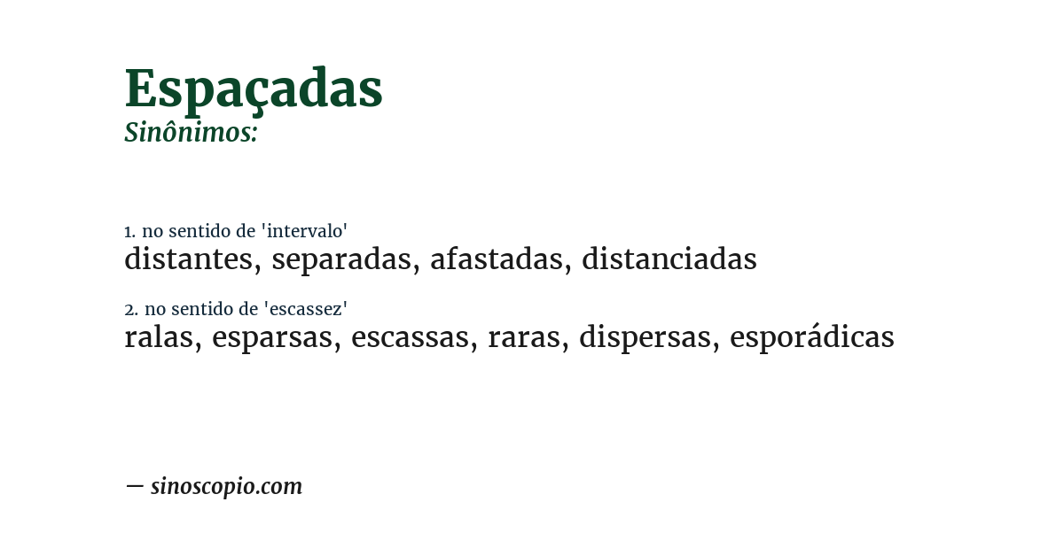Sinônimo de espaçadas