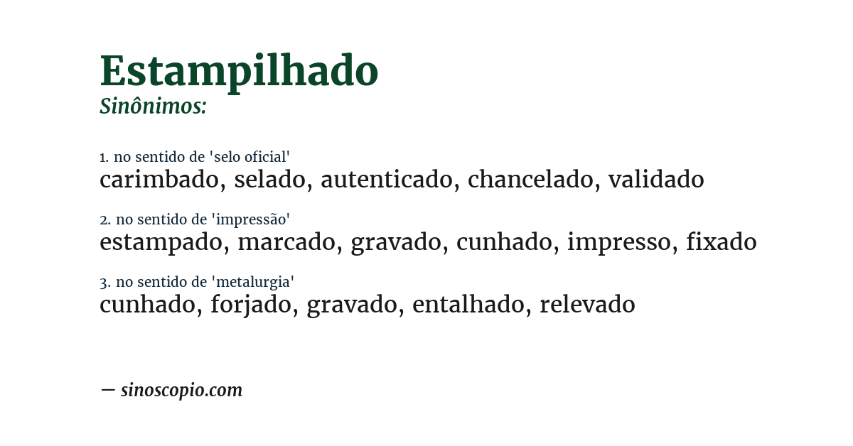 Sinônimo de estampilhado