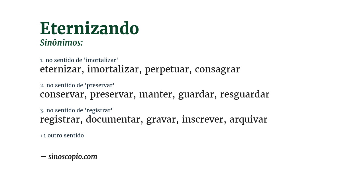 Sinônimo de eternizando