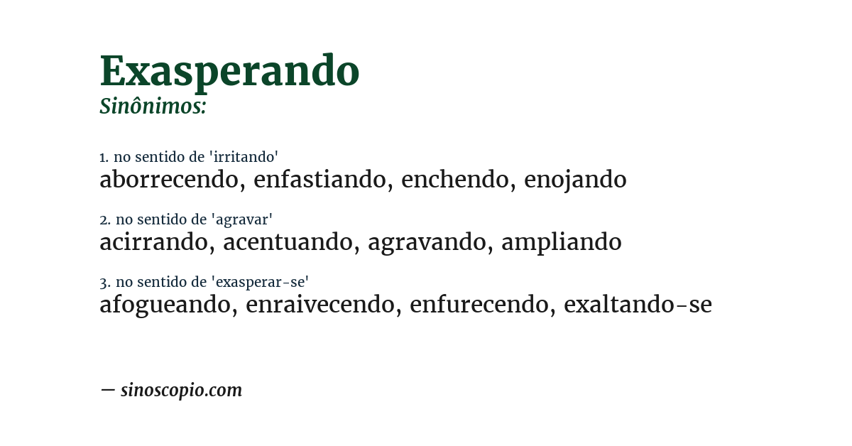 Sinônimo de exasperando