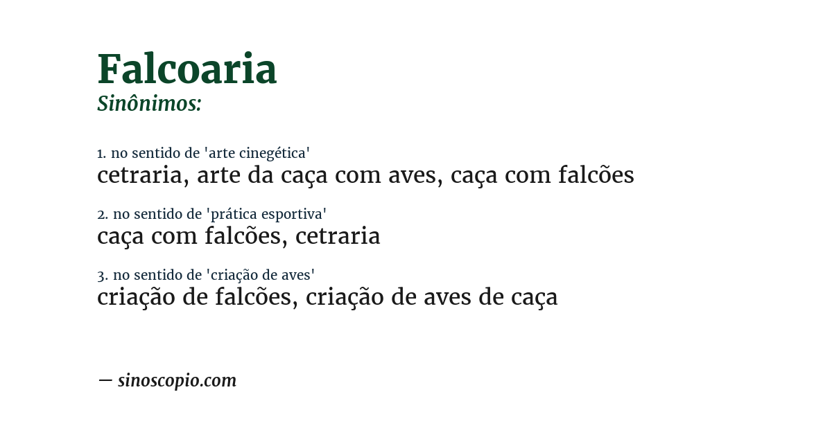 Sinônimo de falcoaria