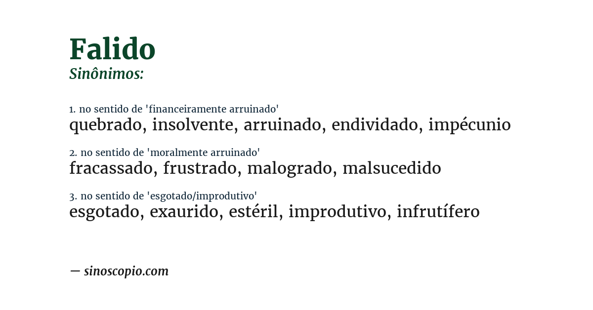 Sinônimo de falido