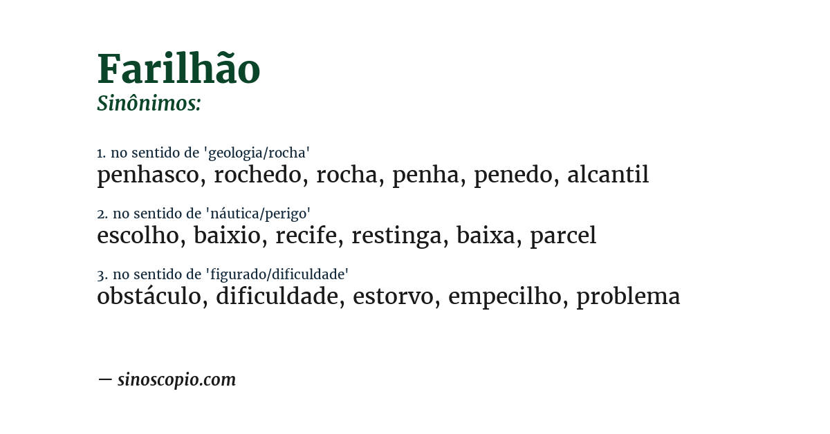 Sinônimo de farilhão