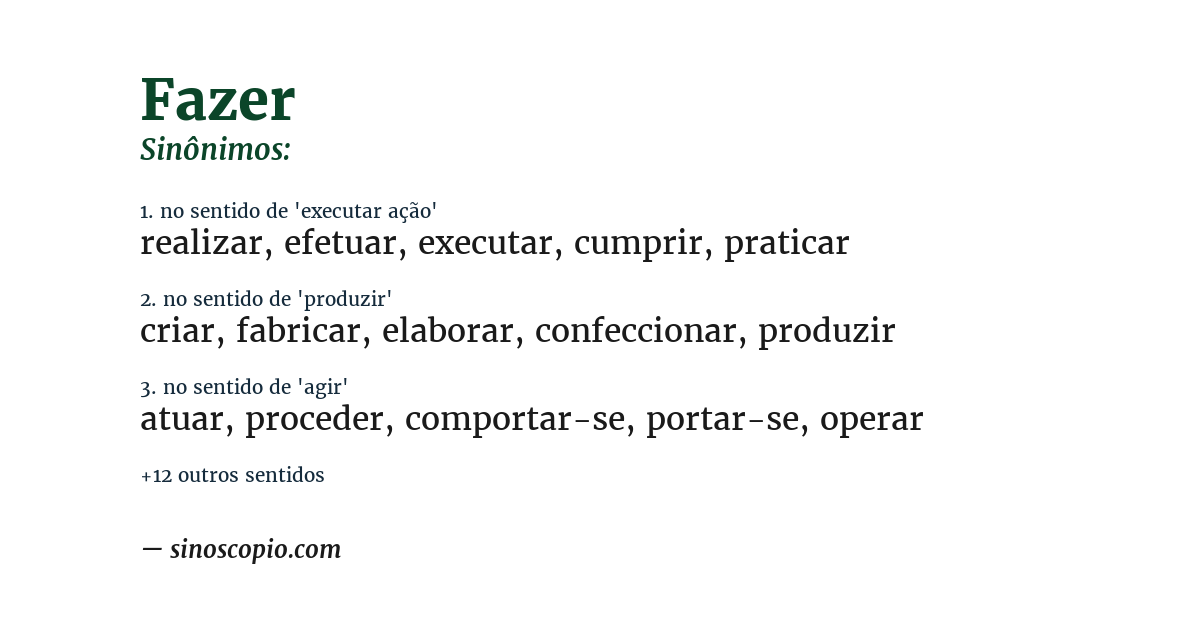 Sinônimo de fazer
