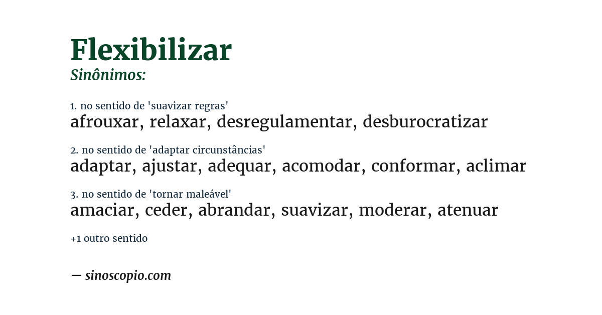 Sinônimo de flexibilizar