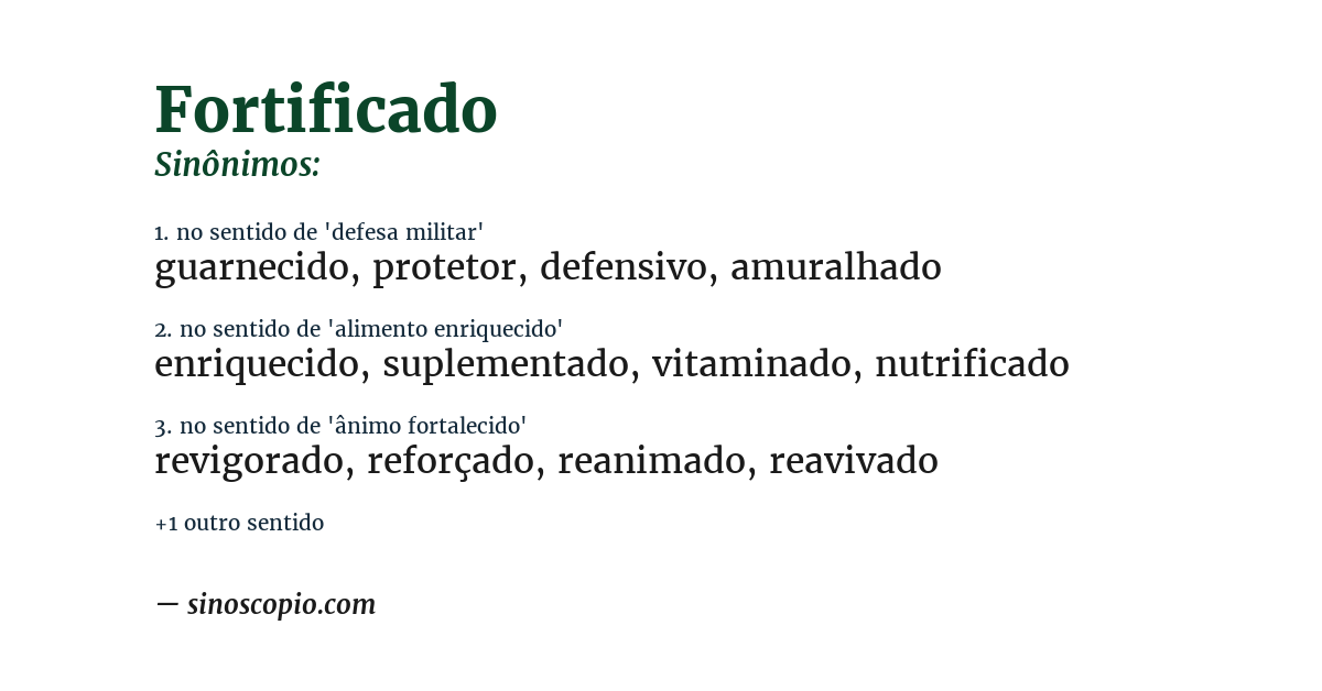 Sinônimo de fortificado