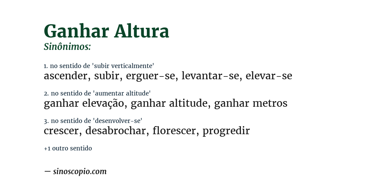 Sinônimo de ganhar altura