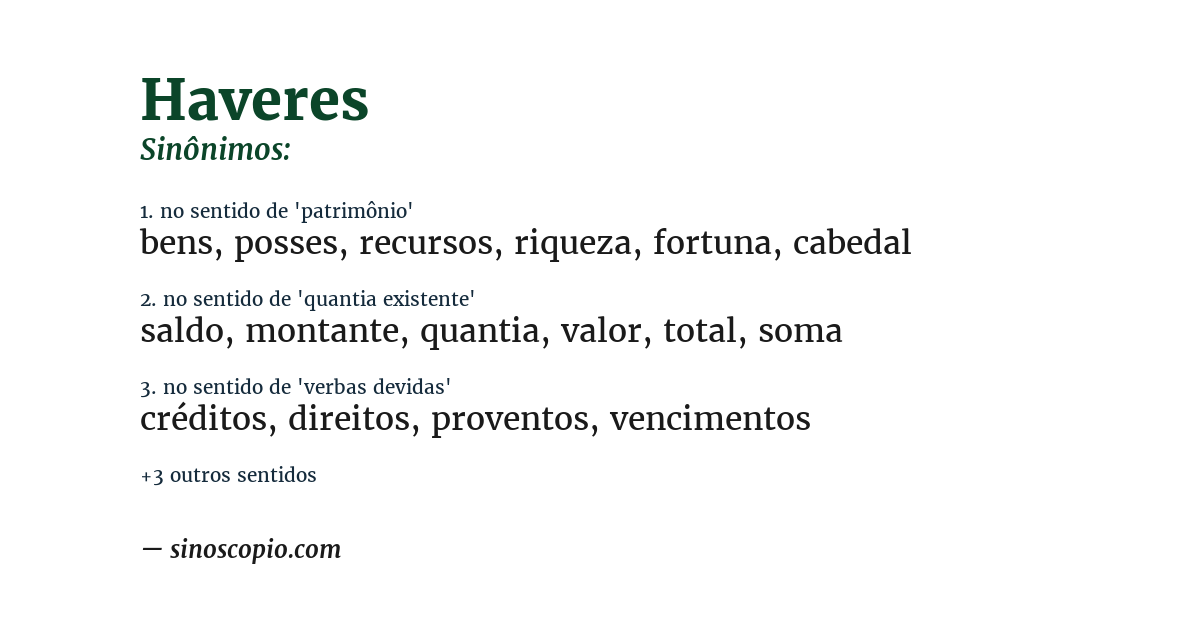 Sinônimo de haveres