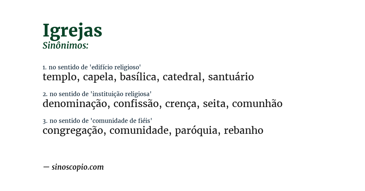 Sinônimo de igrejas