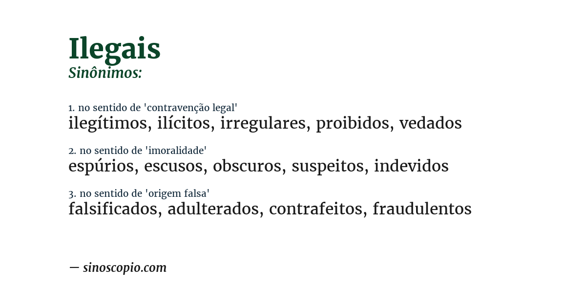Sinônimo de ilegais