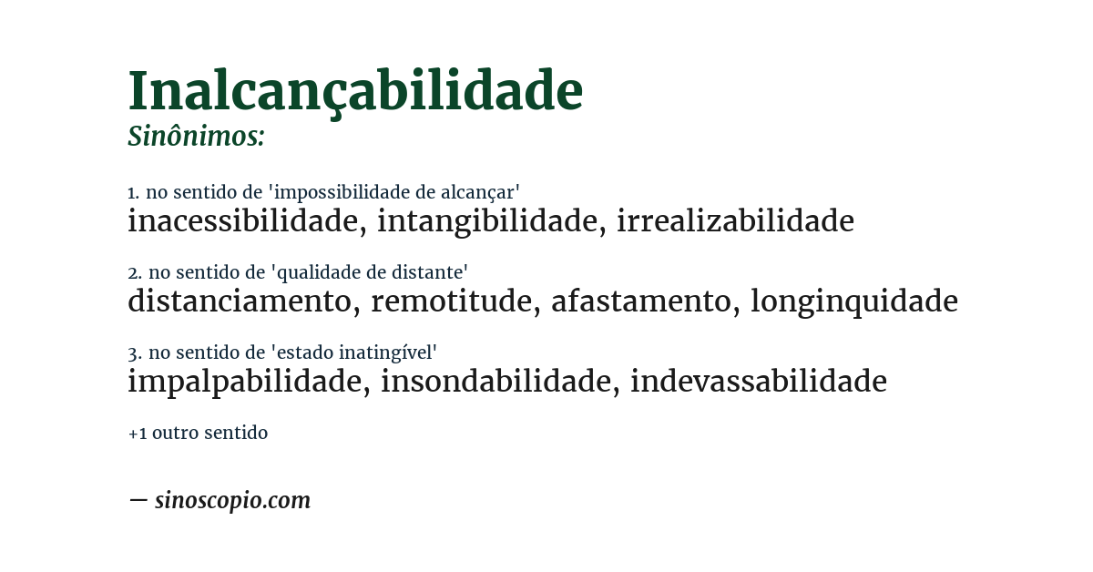 Sinônimo de inalcançabilidade