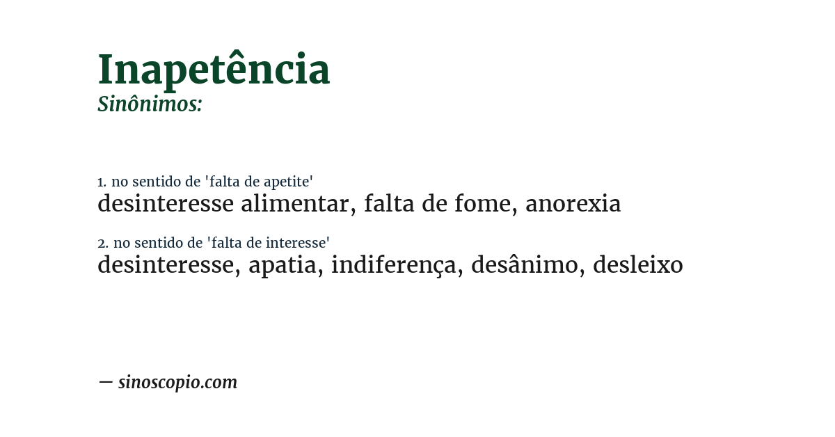 Sinônimo de inapetência