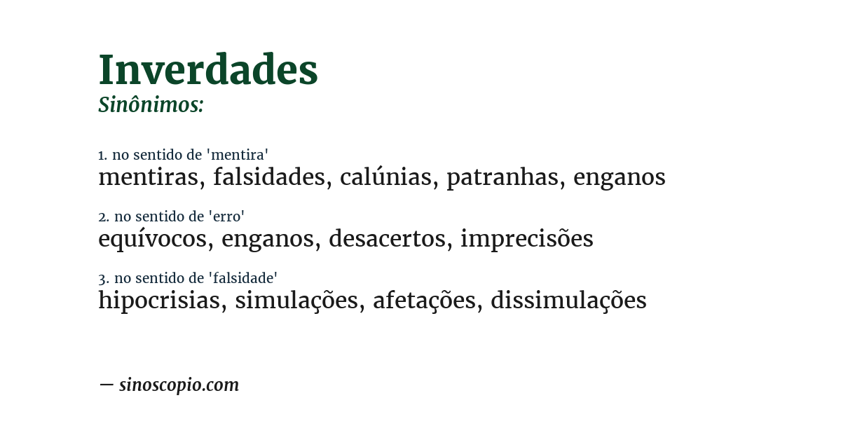 Sinônimo de inverdades