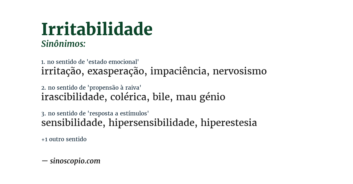 Sinônimo de irritabilidade
